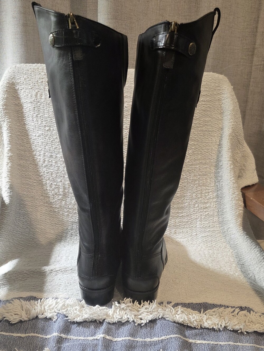 Sam Edelman Black Leather Knee-High Women's Boots - Picture 4 of 16